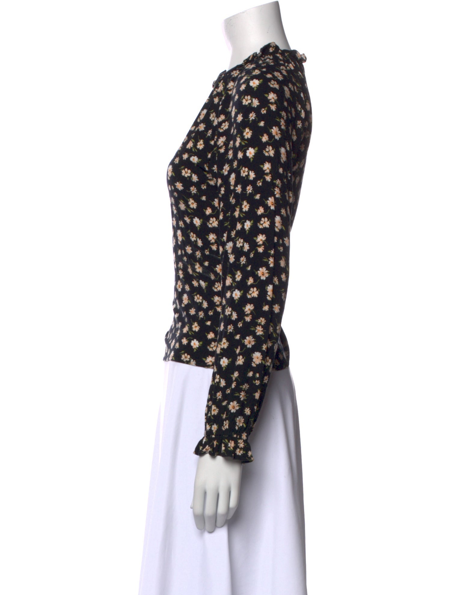 Reformation Floral Print Crew Neck Blouse