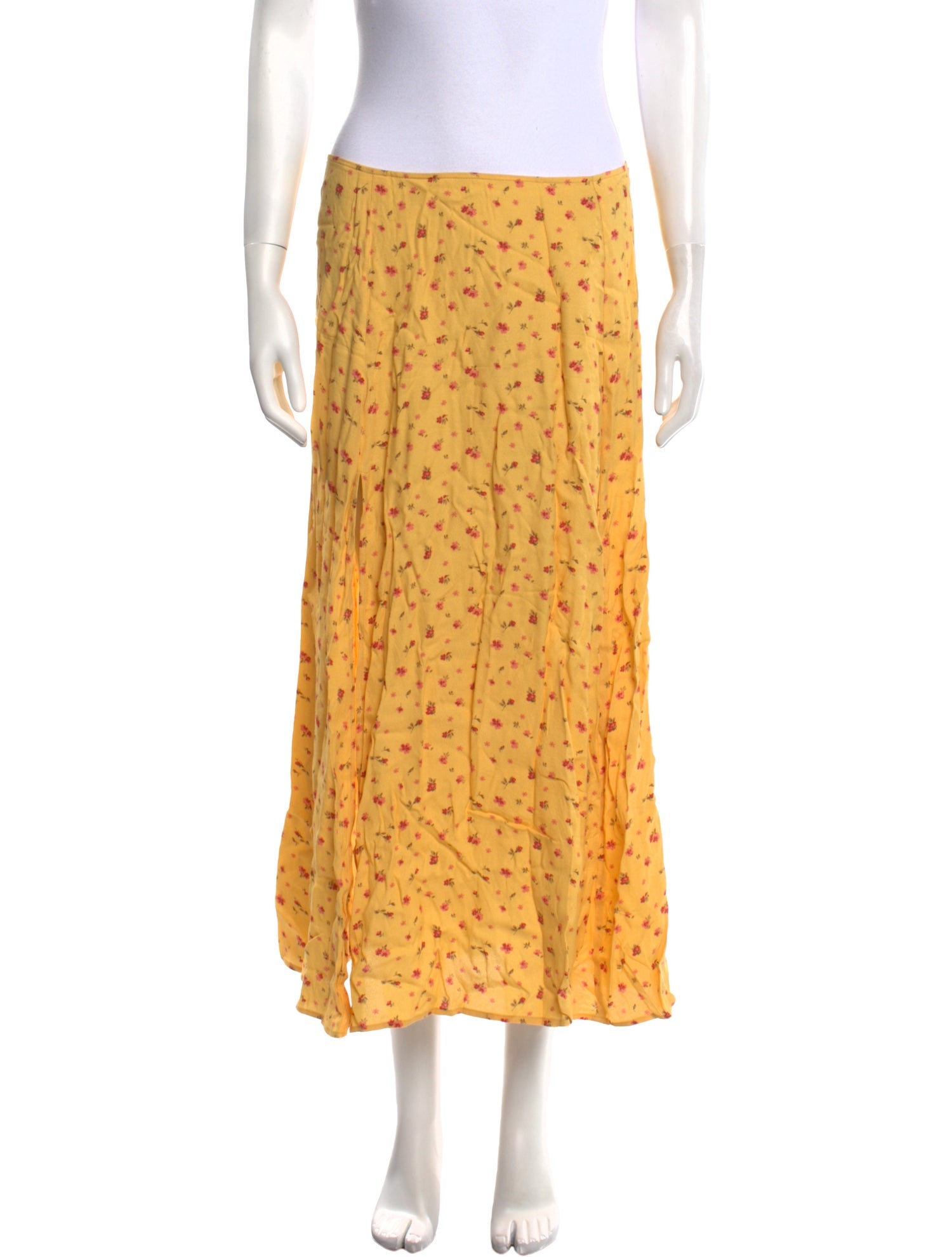 Reformation Floral Print Midi Length Skirt