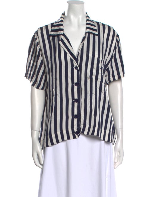 Reformation Striped Short Sleeve Button-Up Top