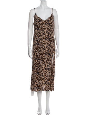 Reformation Animal Print Midi Length Dress