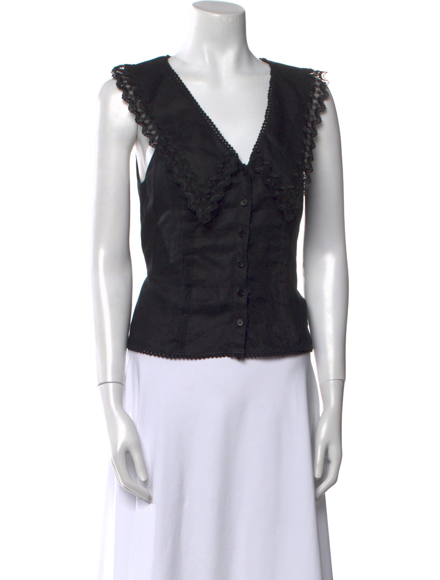 Reformation Linen V-Neck Crop Top