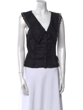 Reformation Linen V-Neck Crop Top