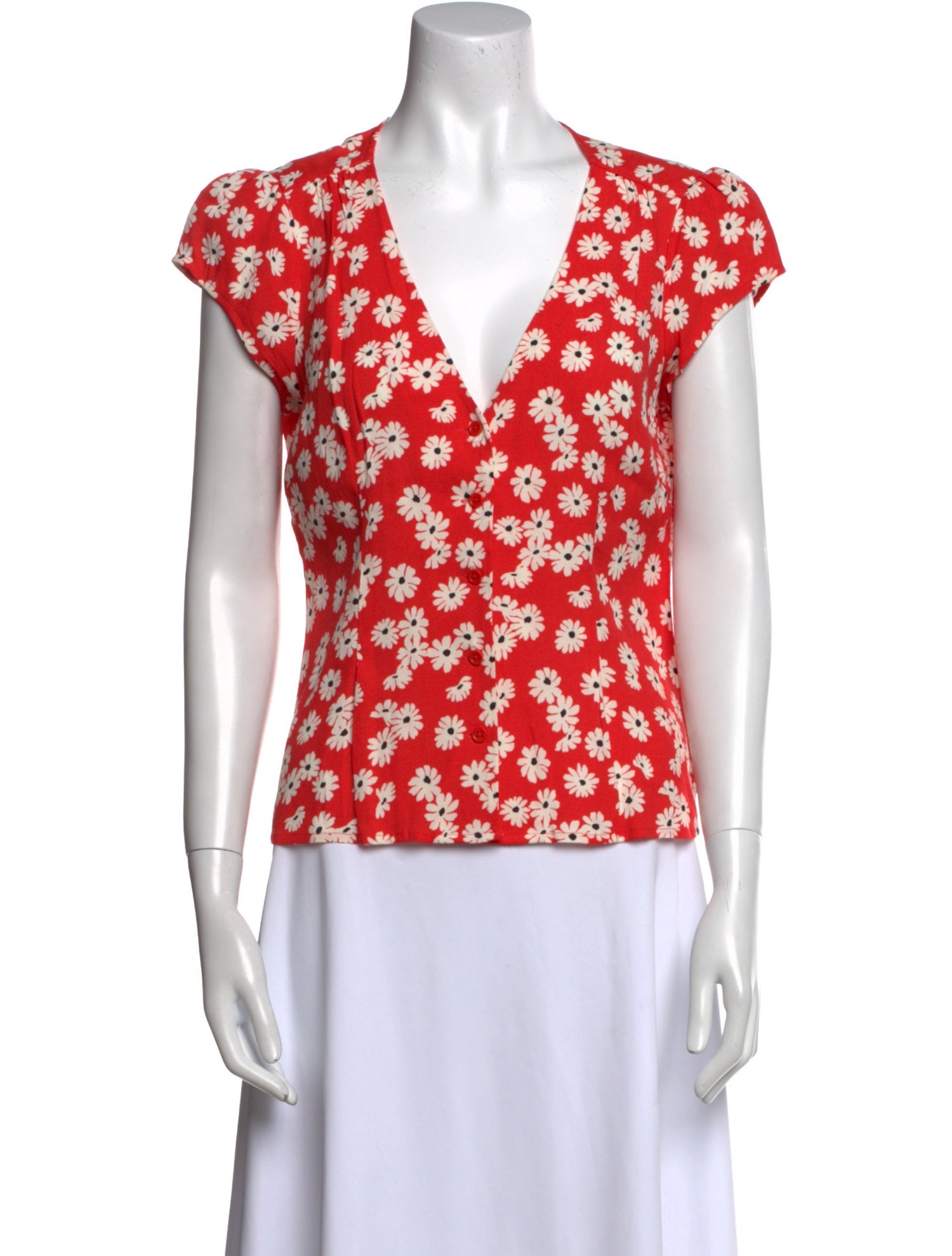 Reformation Floral Print V-Neck Top