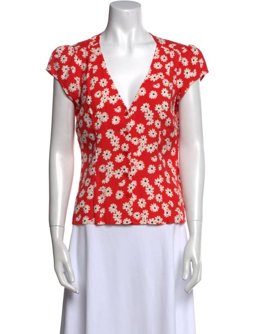 Reformation Floral Print V-Neck Top
