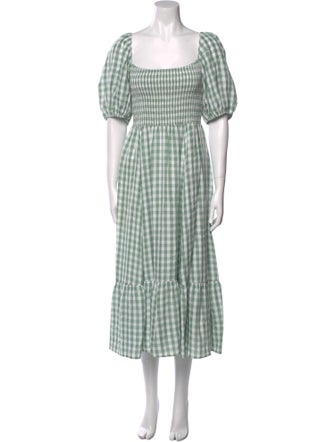 Reformation Plaid Print Midi Length Dress