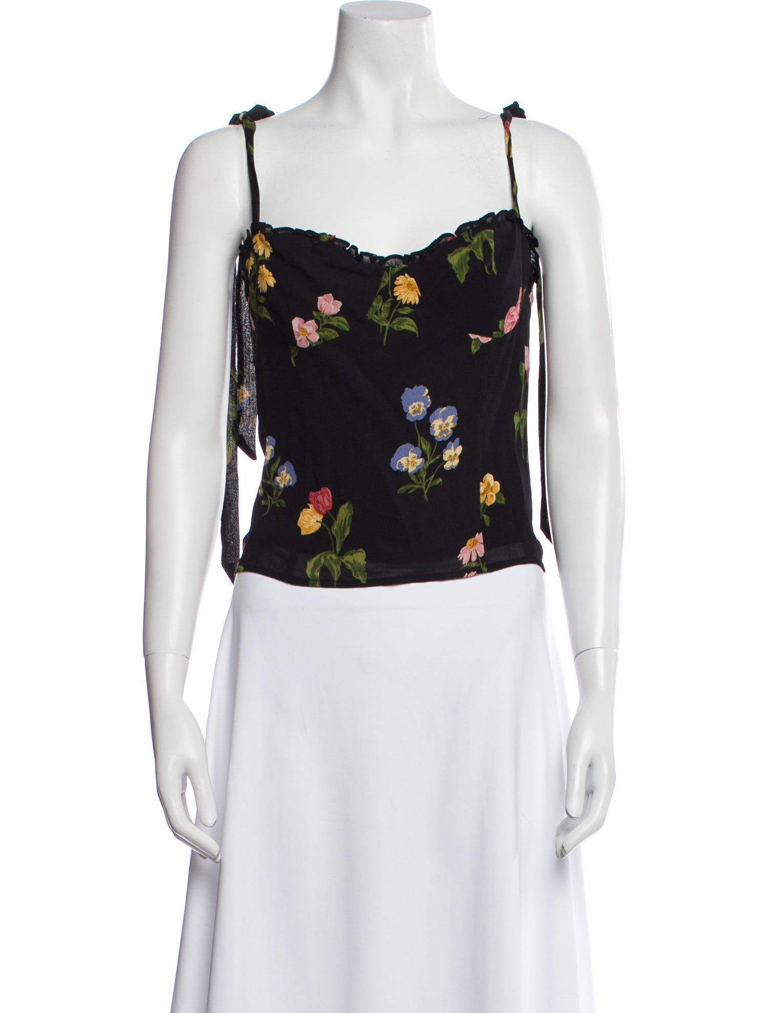 Reformation Floral Print Square Neckline Crop Top
