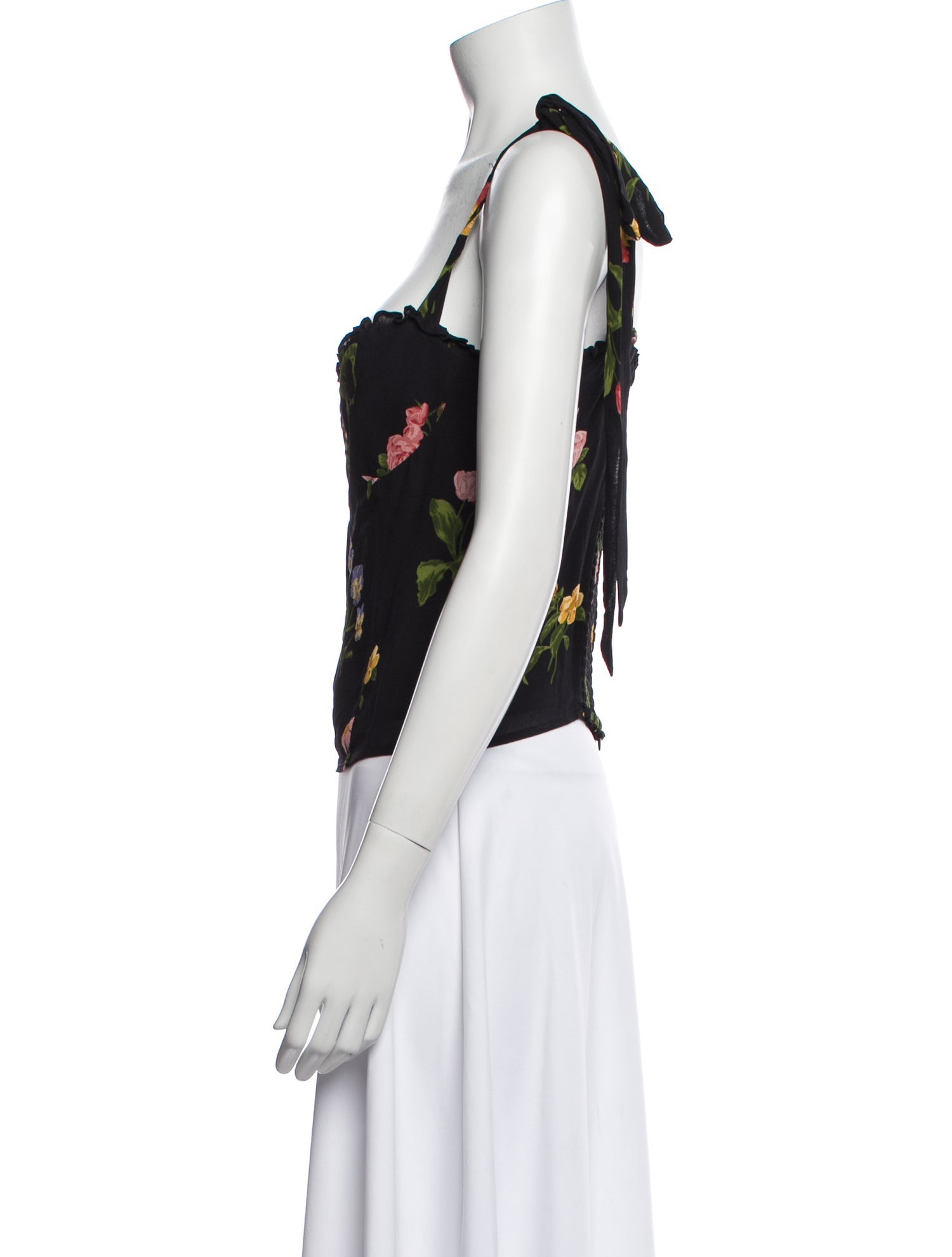 Reformation Floral Print Square Neckline Crop Top