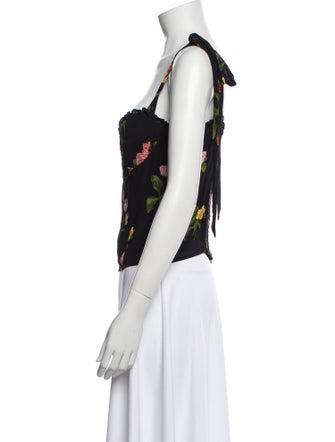 Reformation Floral Print Square Neckline Crop Top