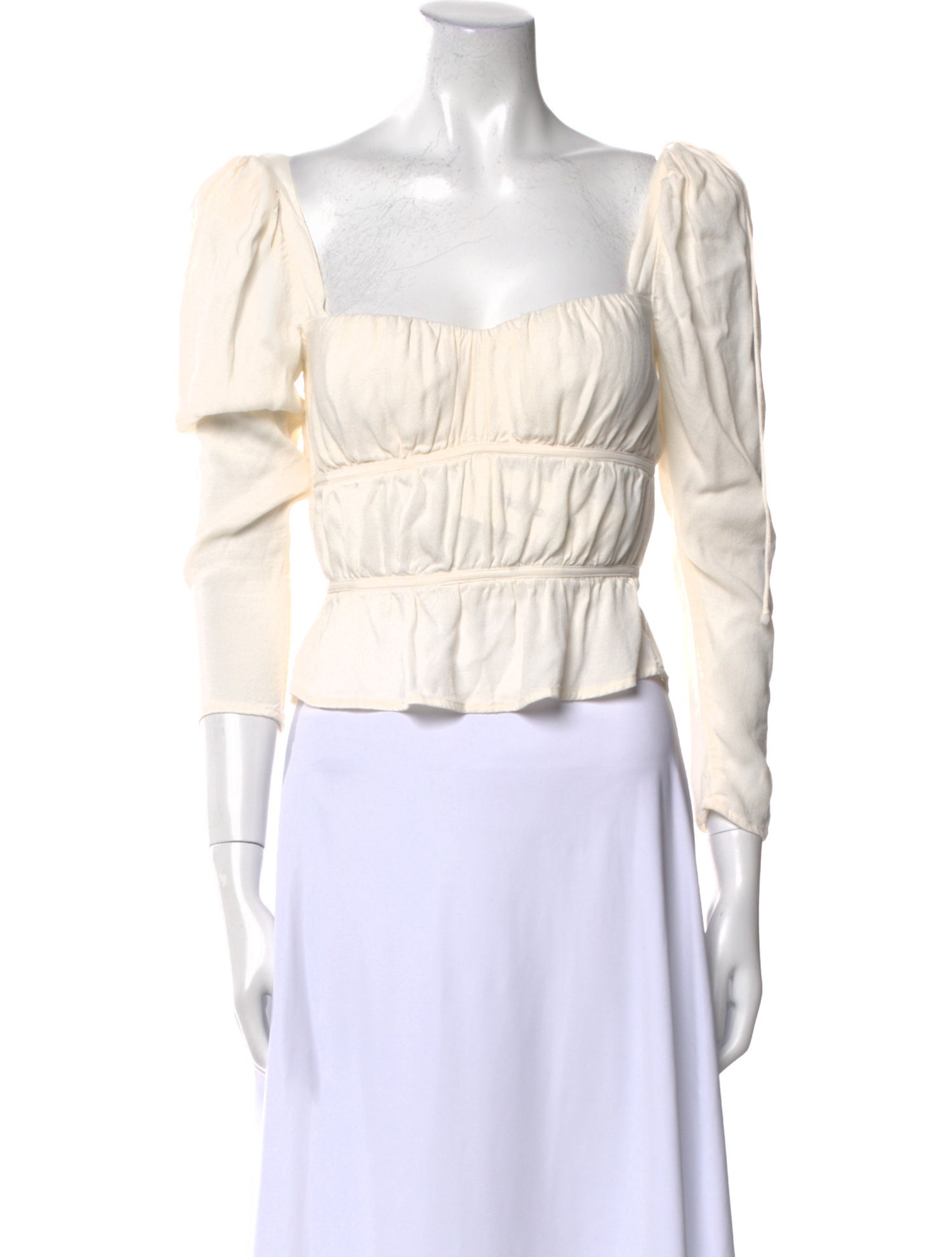 Reformation Square Neckline Three-Quarter Sleeve Crop Top