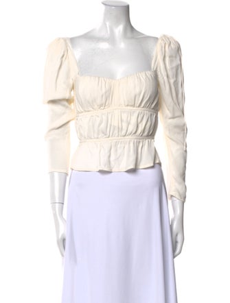 Reformation Square Neckline Three-Quarter Sleeve Crop Top