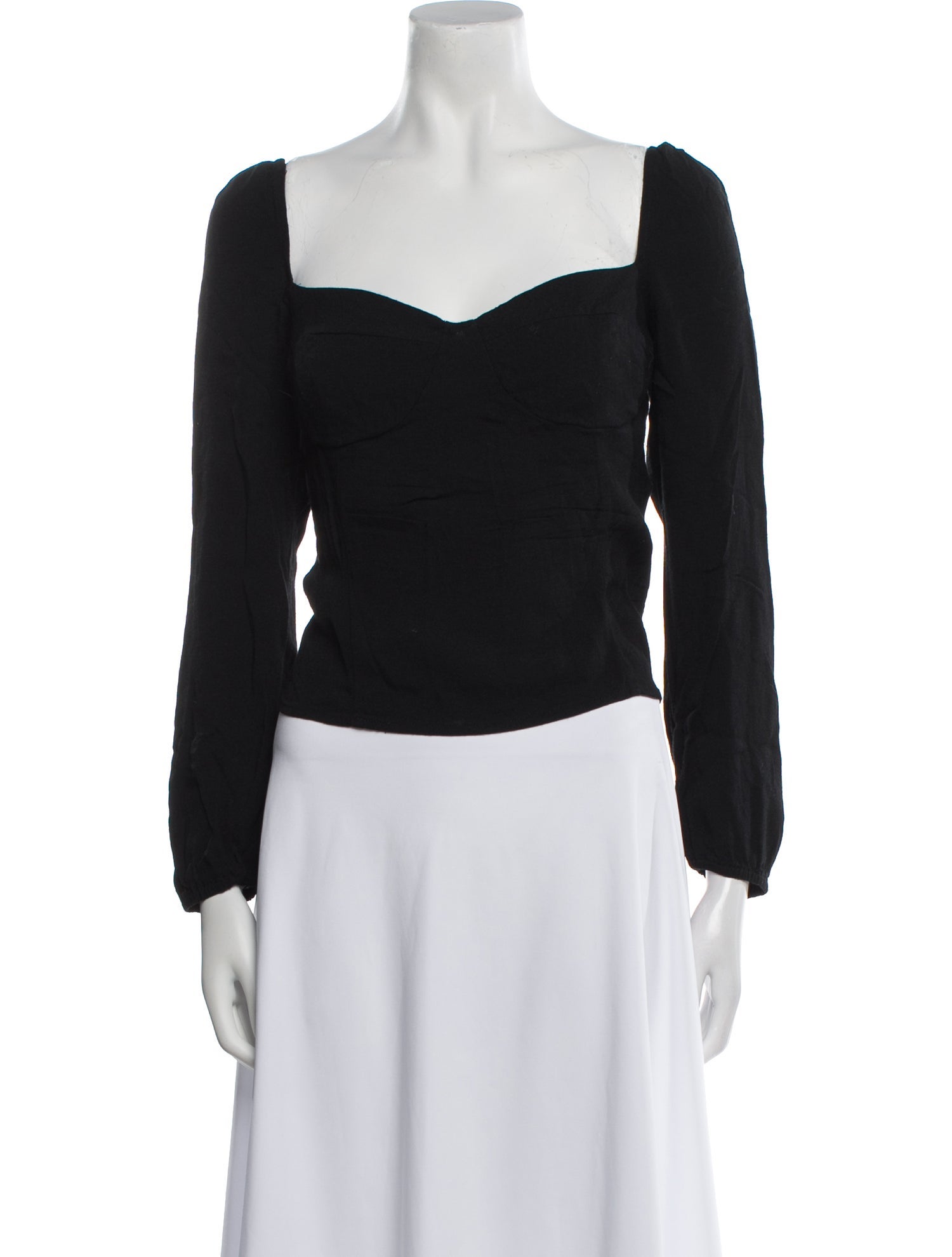 Reformation Square Neckline Long Sleeve Crop Top