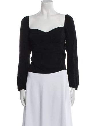 Reformation Square Neckline Long Sleeve Crop Top