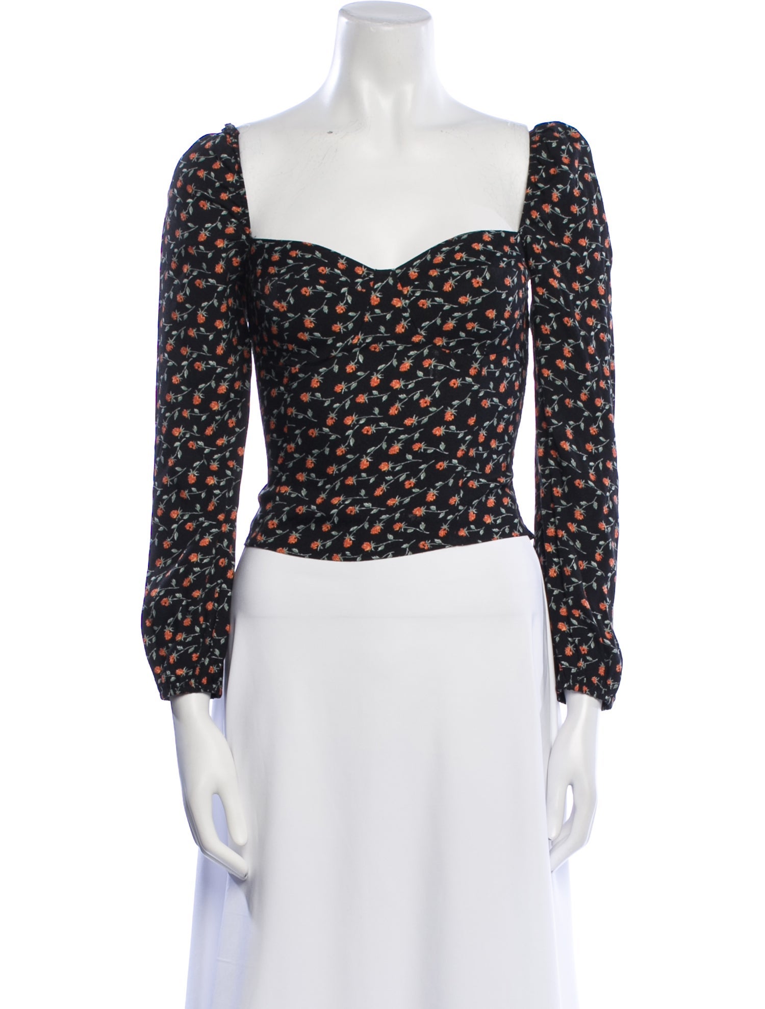 Reformation Floral Print Square Neckline Crop Top