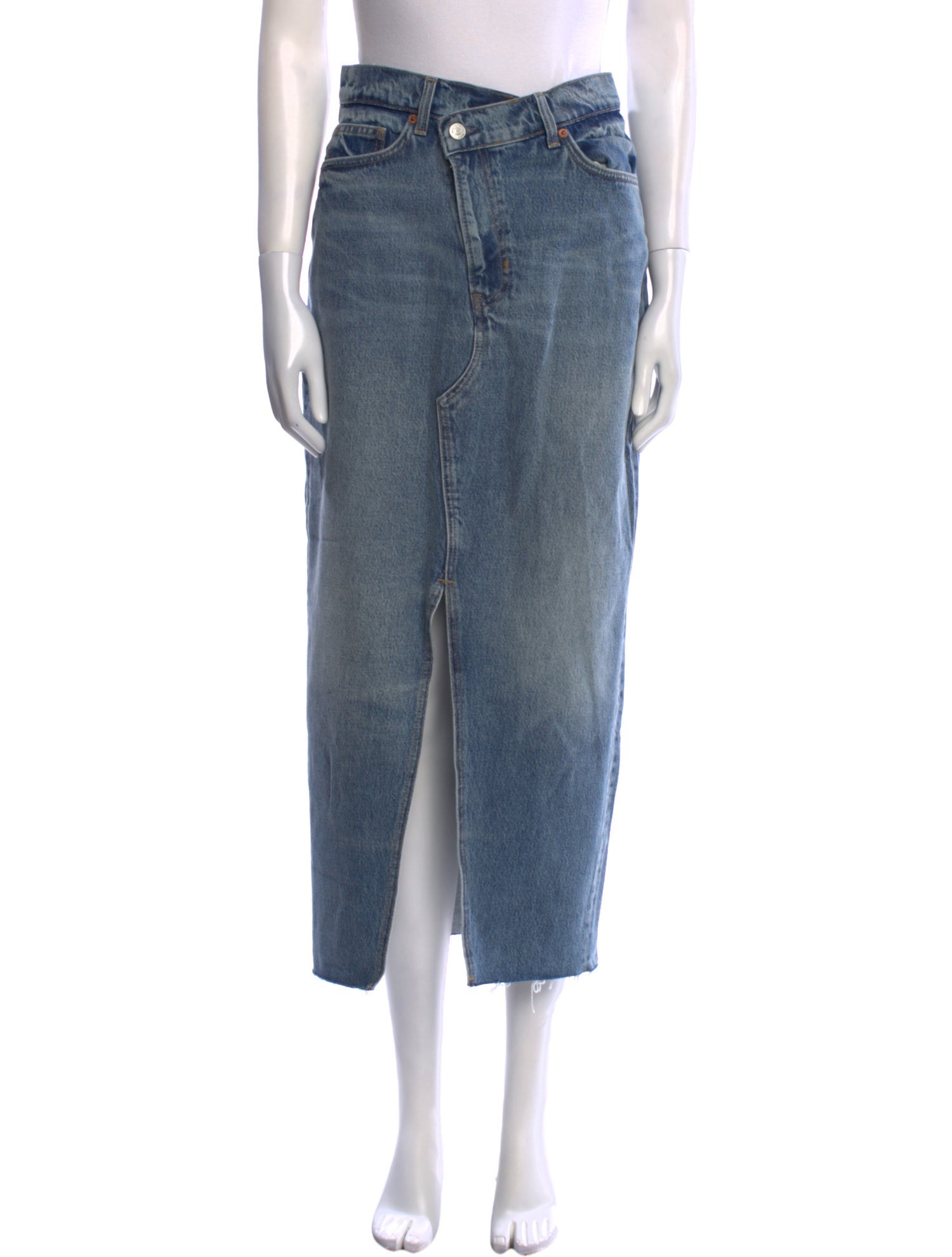 Reformation Distressed Accents Midi Length Skirt