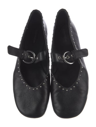 Reformation Leather Studded Accents Mary Jane Flats