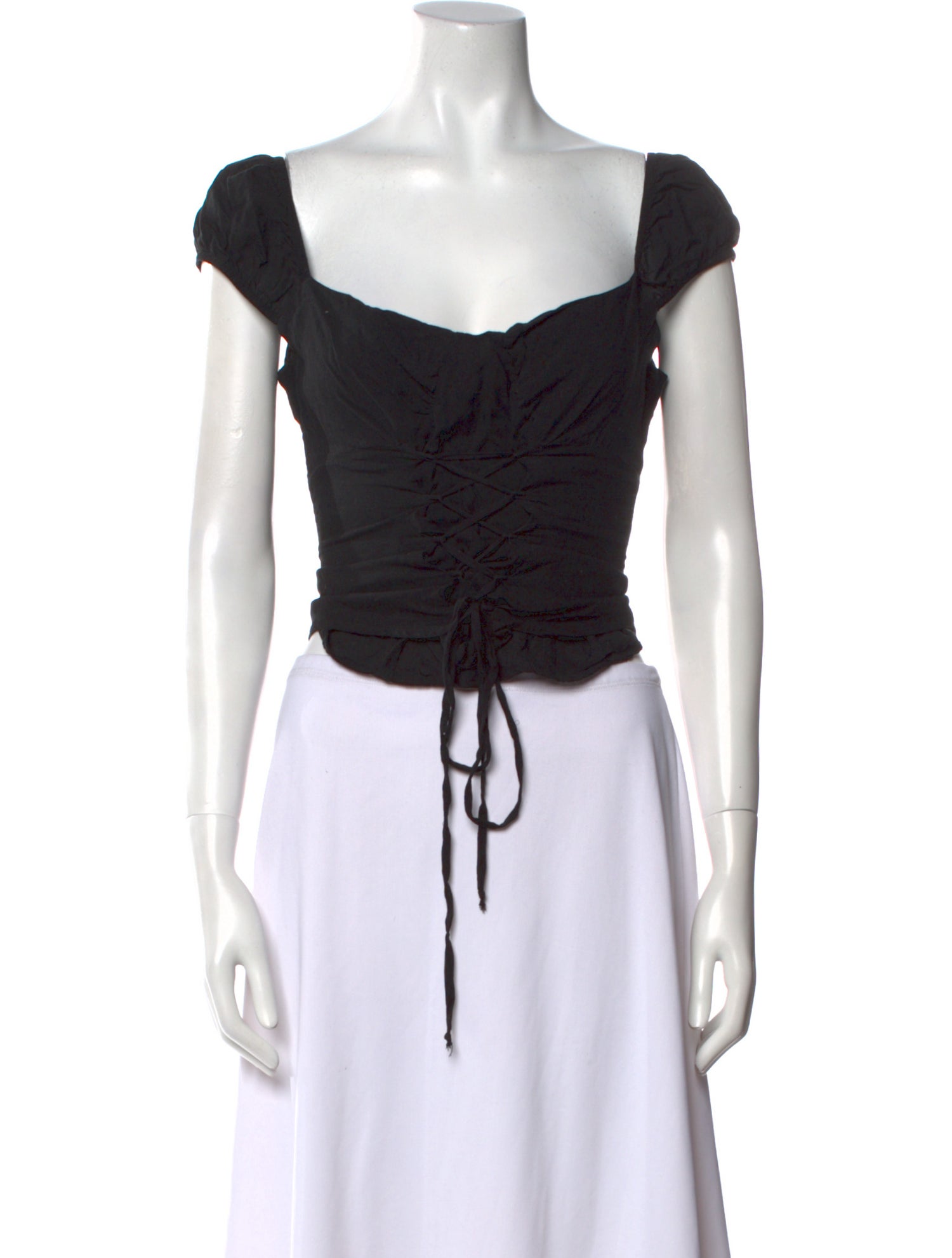 Reformation Square Neckline Short Sleeve Crop Top