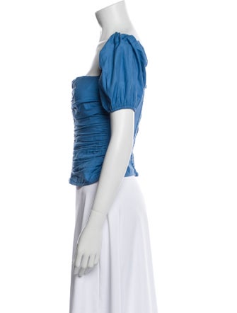 Reformation Square Neckline Short Sleeve Crop Top