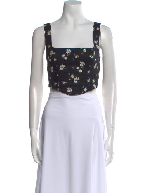 Reformation Linen Floral Print Crop Top