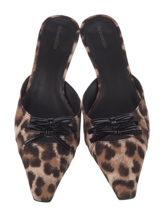 Reformation Leather Animal Print Mules
