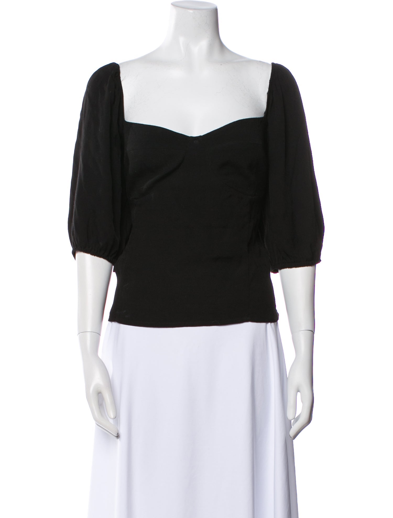 Reformation Square Neckline Three-Quarter Sleeve Crop Top