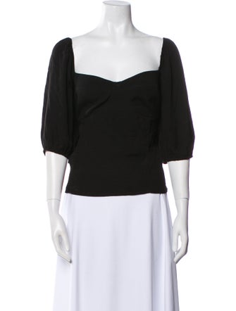 Reformation Square Neckline Three-Quarter Sleeve Crop Top