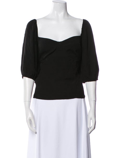 Reformation Square Neckline Three-Quarter Sleeve Crop Top