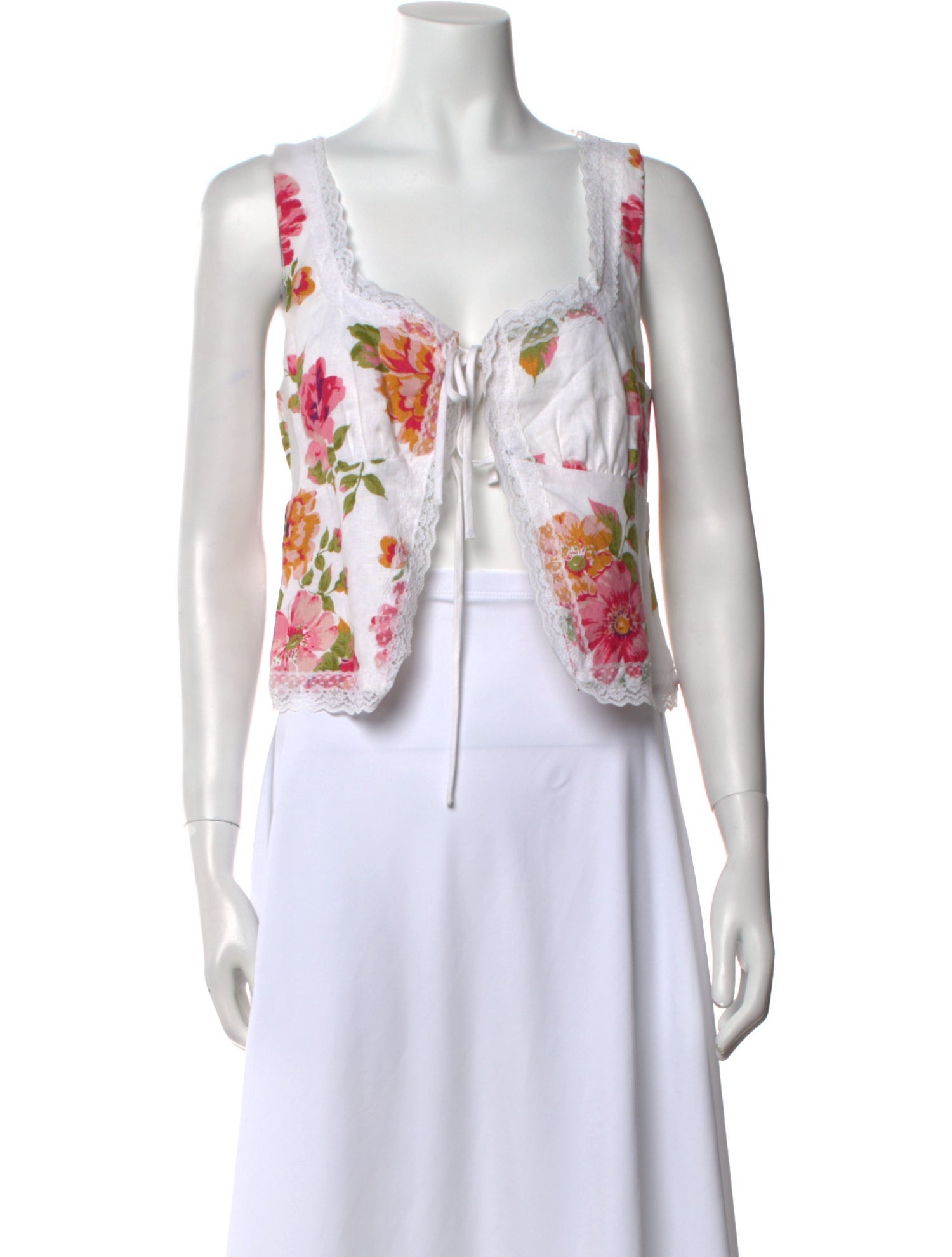 Reformation Linen Floral Print Crop Top