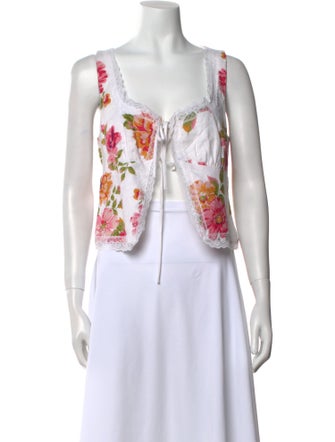 Reformation Linen Floral Print Crop Top