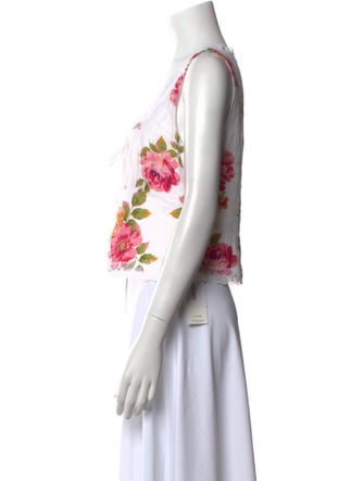 Reformation Linen Floral Print Crop Top