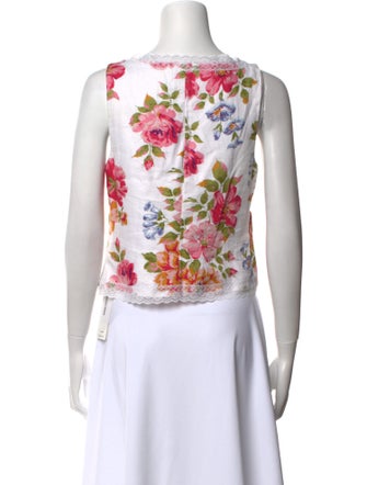 Reformation Linen Floral Print Crop Top