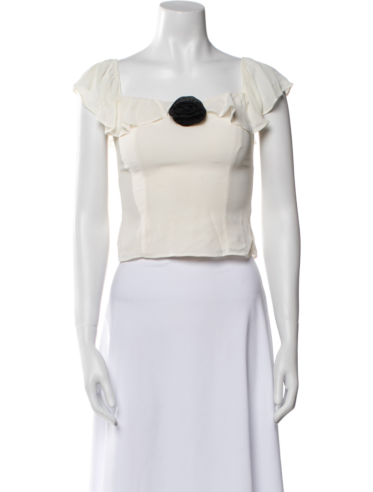 Reformation Square Neckline Short Sleeve Crop Top