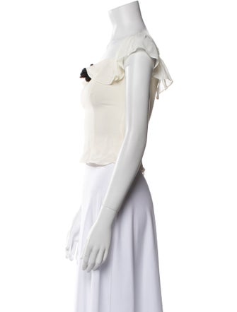 Reformation Square Neckline Short Sleeve Crop Top