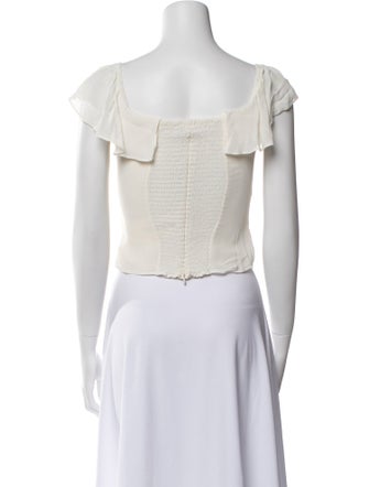 Reformation Square Neckline Short Sleeve Crop Top