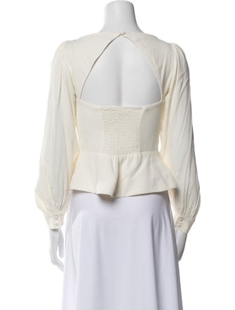 Reformation Square Neckline Long Sleeve Crop Top