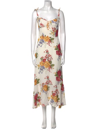 Reformation Floral Print Midi Length Dress
