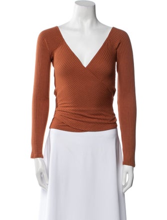 Reformation V-Neck Long Sleeve Crop Top