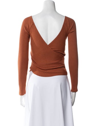 Reformation V-Neck Long Sleeve Crop Top
