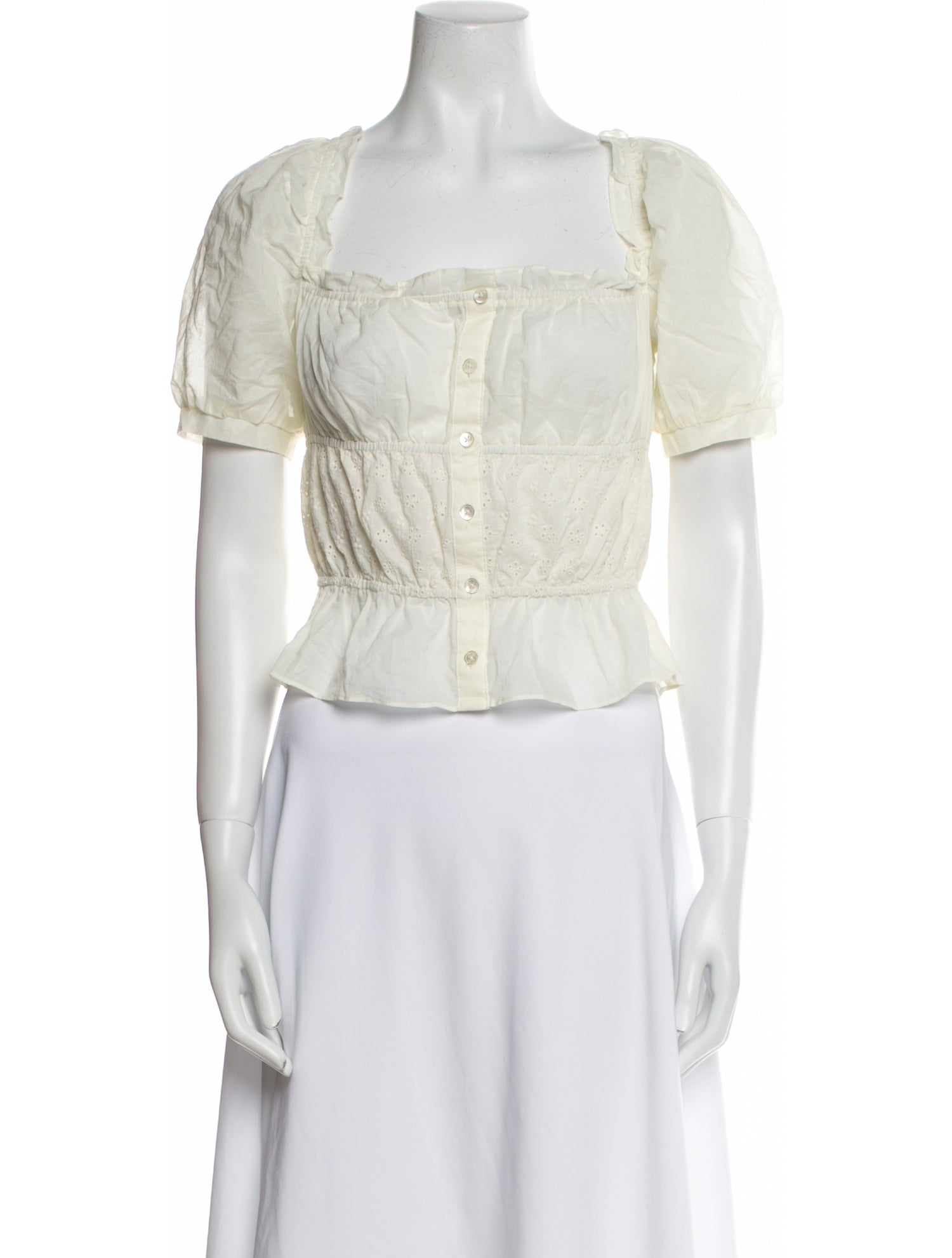 Reformation Square Neckline Short Sleeve Crop Top