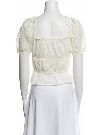 Reformation Square Neckline Short Sleeve Crop Top