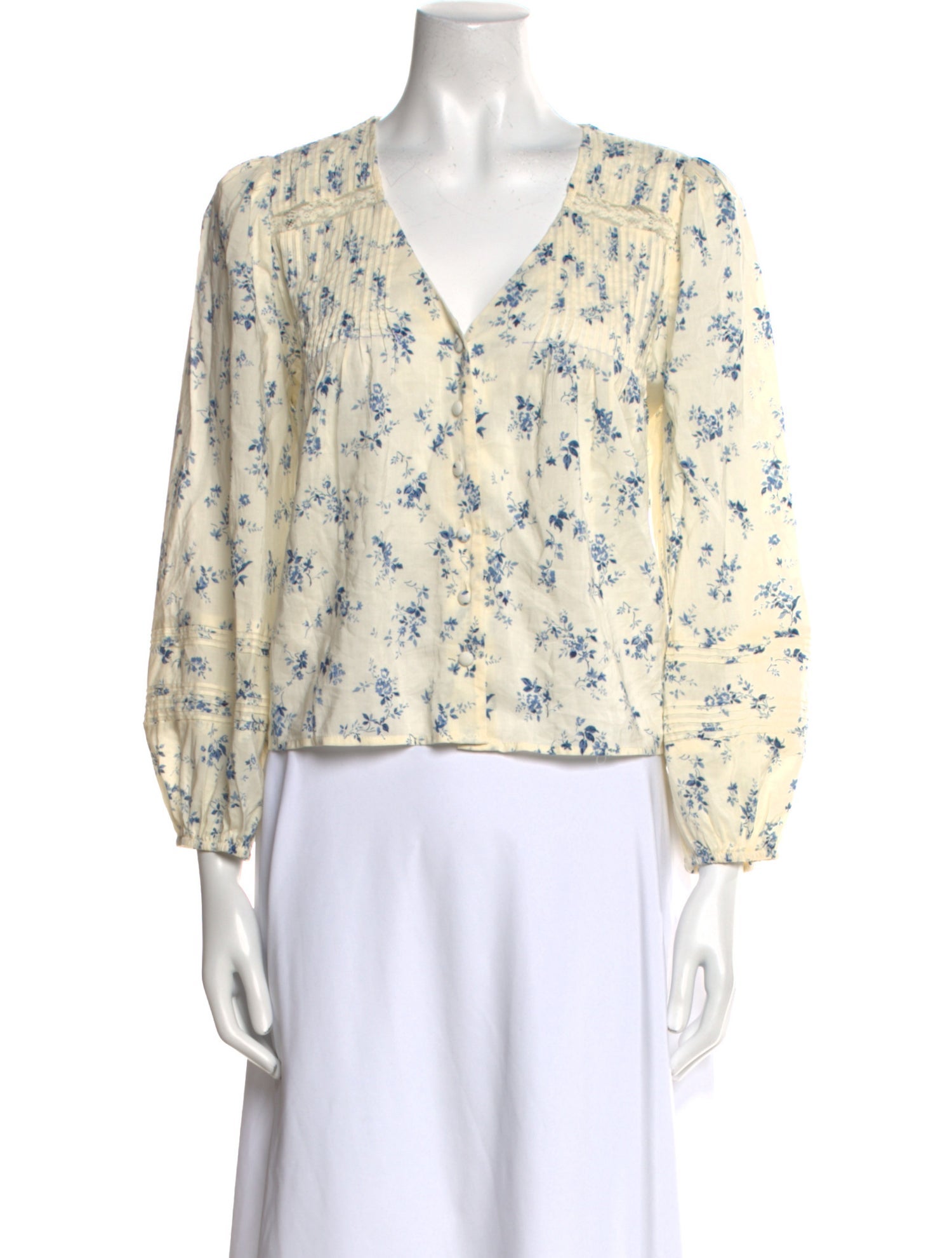 Reformation Floral Print V-Neck Blouse