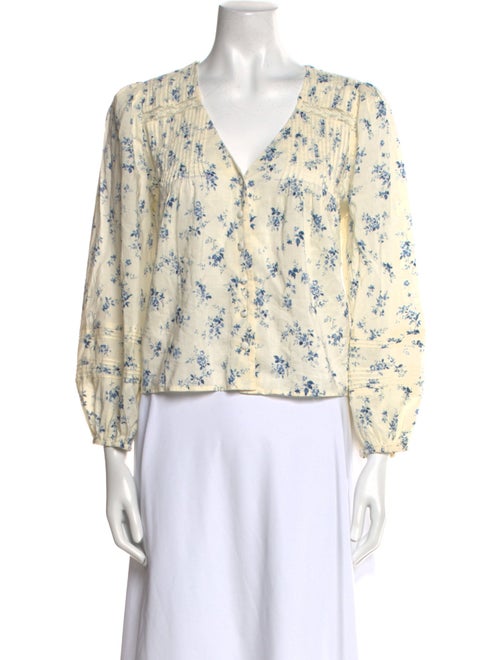 Reformation Floral Print V-Neck Blouse