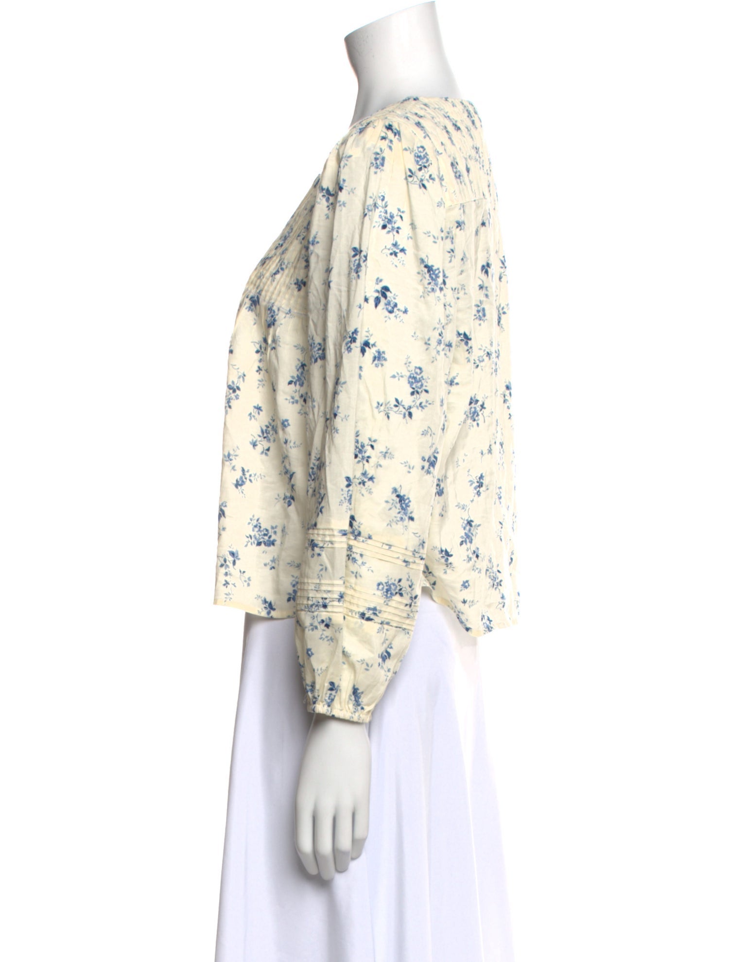 Reformation Floral Print V-Neck Blouse