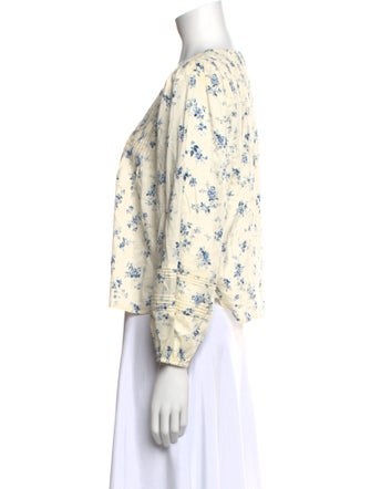 Reformation Floral Print V-Neck Blouse