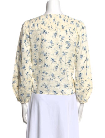 Reformation Floral Print V-Neck Blouse