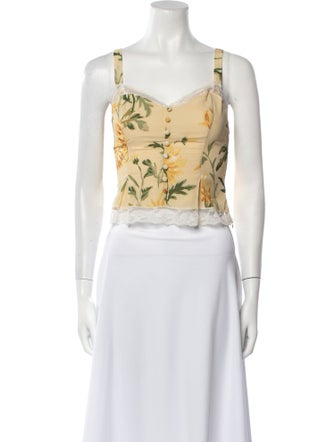 Reformation Floral Print Square Neckline Crop Top