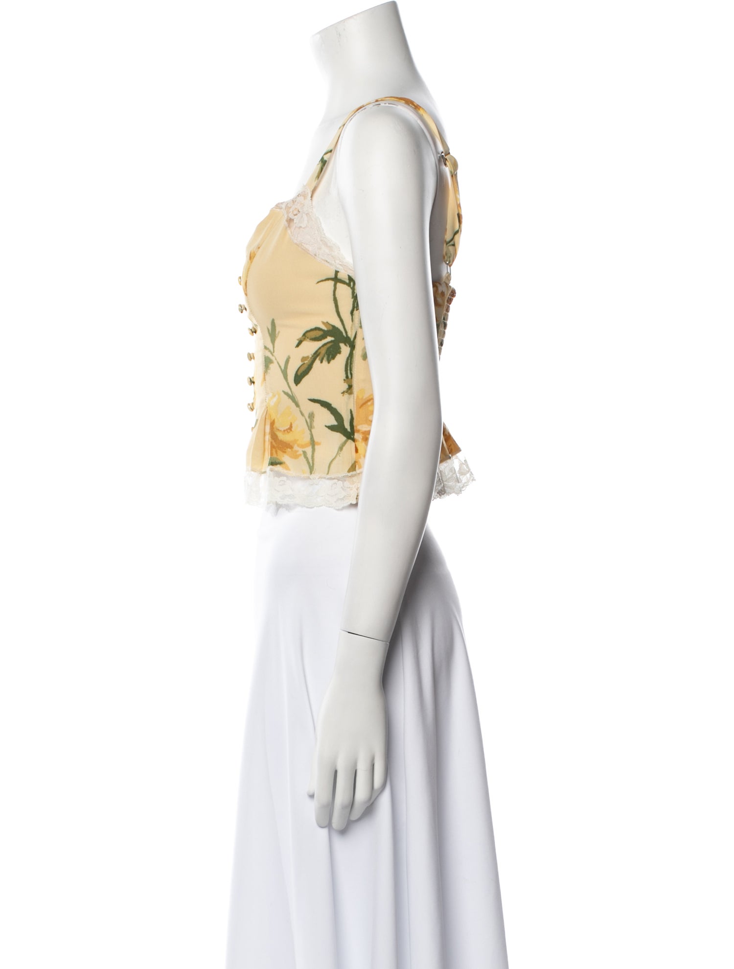 Reformation Floral Print Square Neckline Crop Top