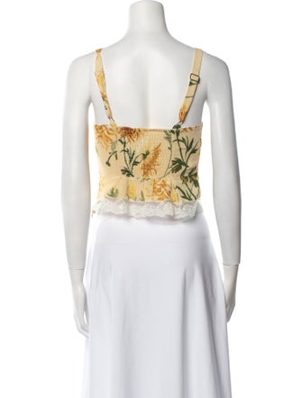 Reformation Floral Print Square Neckline Crop Top