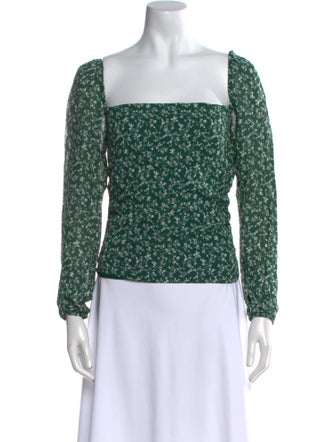 Reformation Floral Print Square Neckline Top