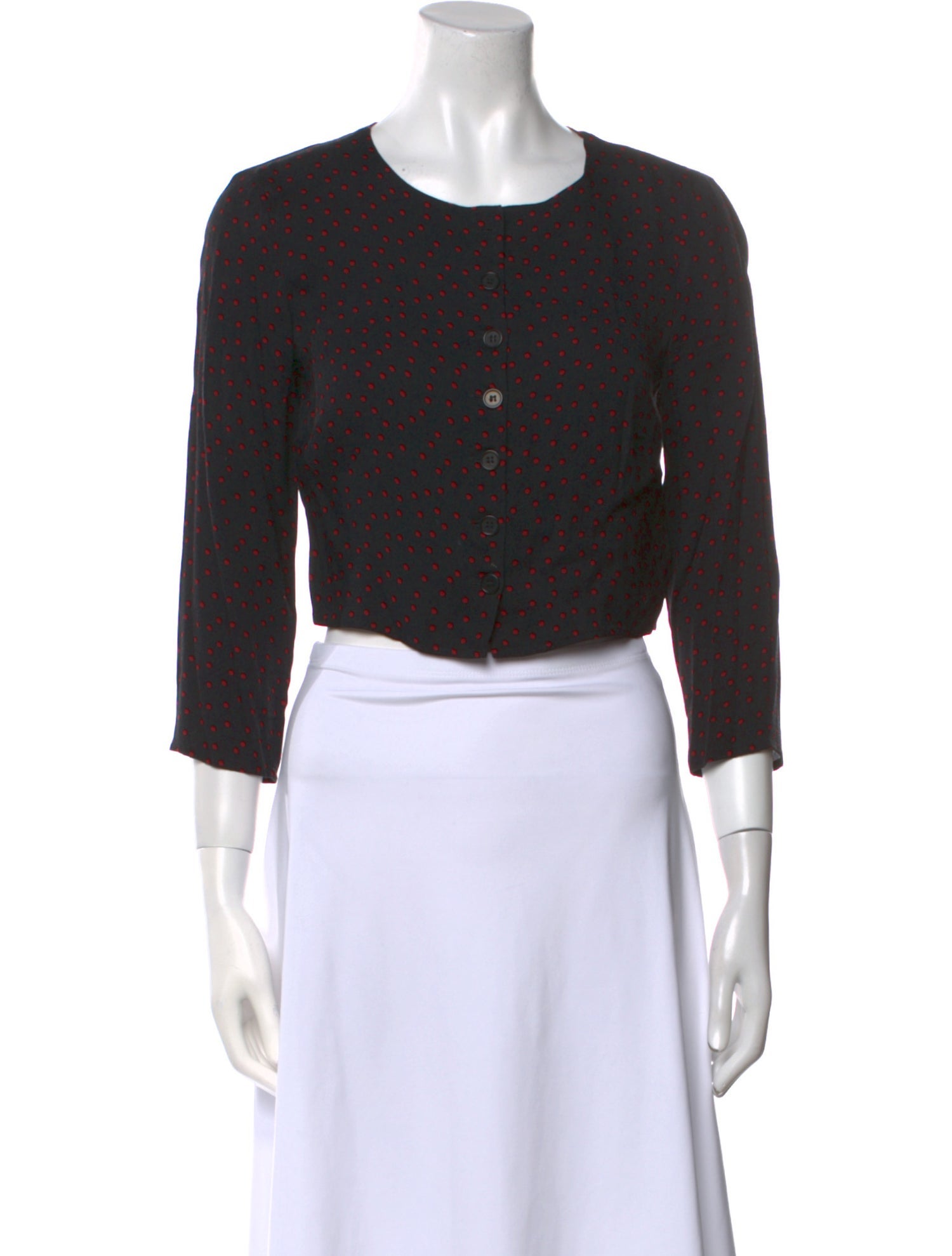 Reformation Crew Neck Three-Quarter Sleeve Crop Top