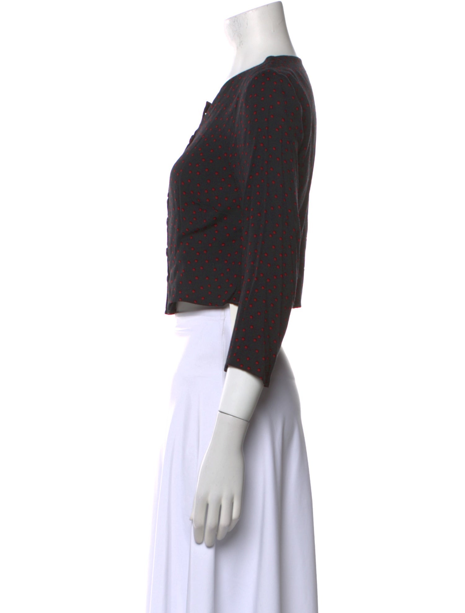 Reformation Crew Neck Three-Quarter Sleeve Crop Top